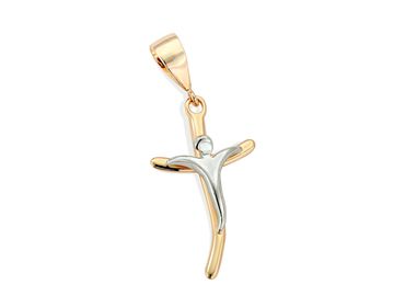 Pingente Rommanel Formato Cruz Com Cristo Estilizado Em Rhodium Med 3,4 X 2,0 Cm