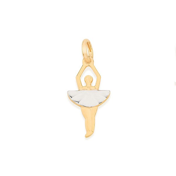 Pingente Rommanel Formato Bailarina Com Aplique De Rhodium Na Saia  Med 2,1 Cm