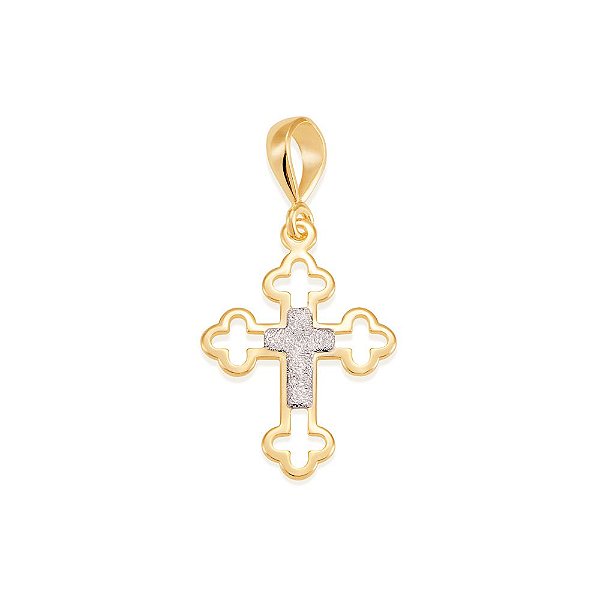Pingente Rommanel Formato Cruz Com Pontas Vazadas Aplique De  Rhodium No Meio. Med 2,3 X 1,6 Cm