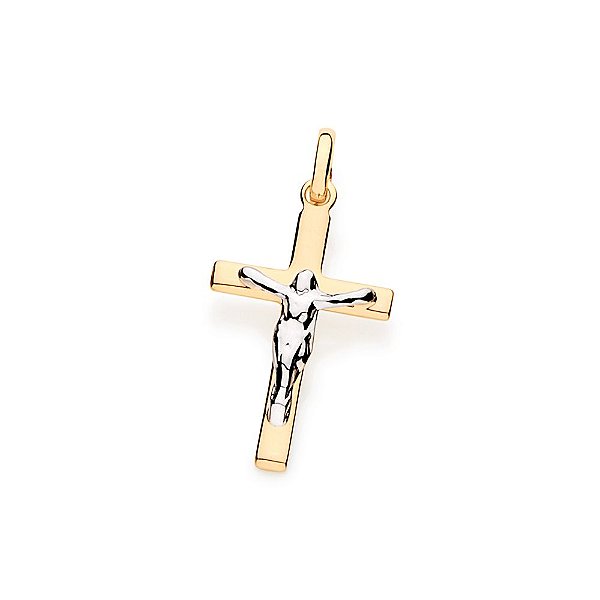 Pingente Rommanel Formato Cruz Lisa Com Cristo Em Rhodium, Med 2,0 X 1,2 Cm