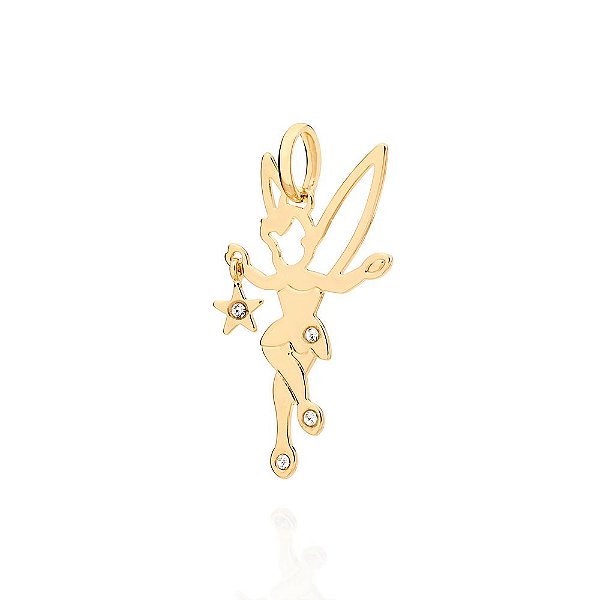 Pingente Rommanel Formato " Sininho " Com Cristais No Corpo  Med 3,4 Cm