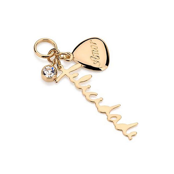 Pingente Rommanel Formado Por Berloques:  Cristal, Felicidade E Amor, Med. 3,9 Cm
