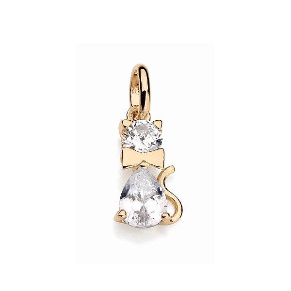 Pingente Rommanel Formato Gato Com Zircônias. Med 1,5 Cm.