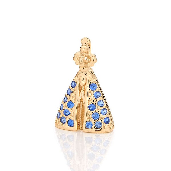 Pingente Rommanel " Nossa Senhora Aparecida " Com 18 Zircônias Cravejadas De 1,5Mm Med 1,4 Cm