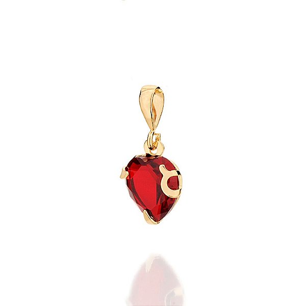 Pingente Rommanel Com Cristal No Formato De Coração De 10Mm Facetado Tendo Garras E Filete Liso Sobreposto. Med 1,5 Cm