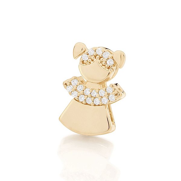 Pingente Rommanel No Formato De Menina, Composto Por 18 Zircônias De 1,0 Mm. Med 1,3 Cm X 0,90 Cm