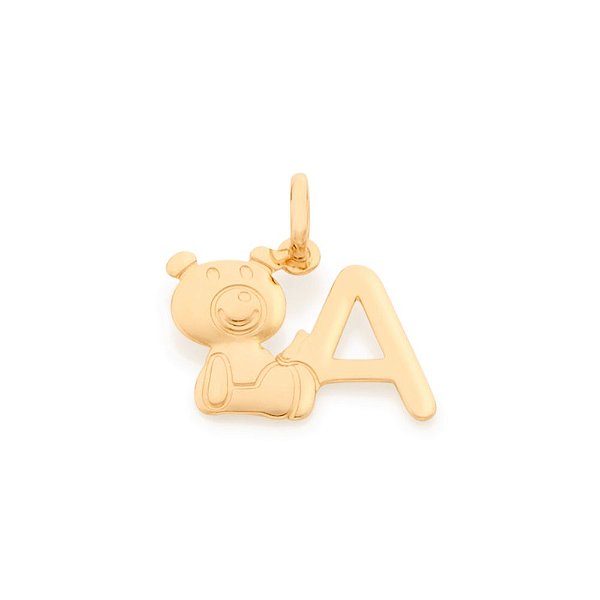 Pingente Rommanel Formado Por Urso Trabalhado, Composto Por Letras Do Alfabeto  Med 1,70 Cm X 1,90 Cm(Joia Licenciada Co