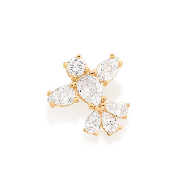 Pingente Rommanel Espírito Santo Cravejado Por 1 Zircônia Redonda De 4,0 Mm, 2 Zircônias Gota De 4X6 Mm, 3 Zircônias Got