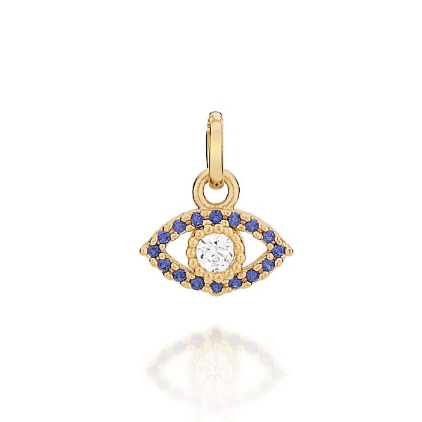 Pingente Rommanel Olho Grego, Composto Por 16 Zircônias De 1,0 Mm E 1 Zircônia De 3,0 Mm Ao Centro Med 1,20 Cm X 1,10 Cm
