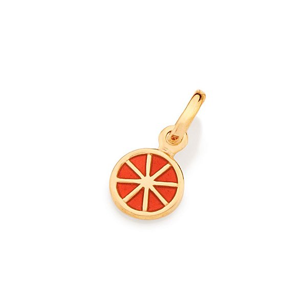 Pingente Rommanel No Formato De Laranja Com Aplicação De Resina Med 0,90 Cm X 0,70 Cm(Joia Licenciada Coleção Ana Hickma