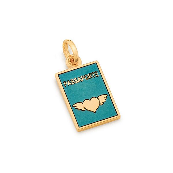 Pingente Rommanel No Formato De Passaporte Com Aplicação De Resina Med 2,20 Cm X 1,0 Cm