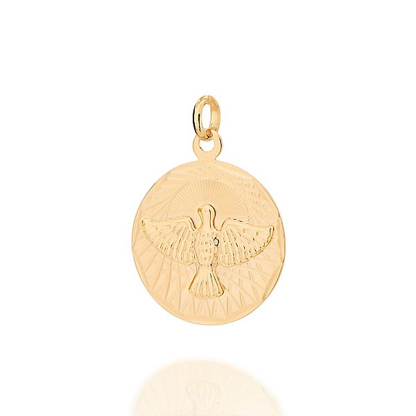 Pingente Rommanel Medalha Redonda, Composta Por Imagem Do Espírito Santo Ao Centro.Med 2,8 Cm X 2,0 Cm