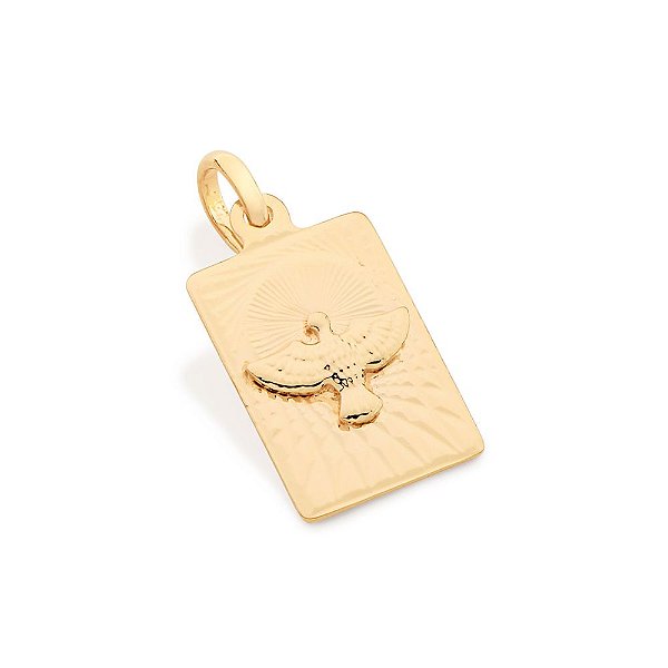 Pingente Rommanel Medalha Retângular, Composta Por Imagem Do Espírito Santo Ao Centro Med 2,10 Cm X 1,10 Cm