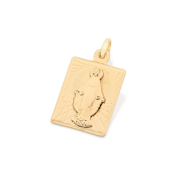Pingente Rommanel Medalha Retângular, Composta Por Nossa Senhora Das Graças Ao Centro Med 2,7 Cm X 1,5 Cm