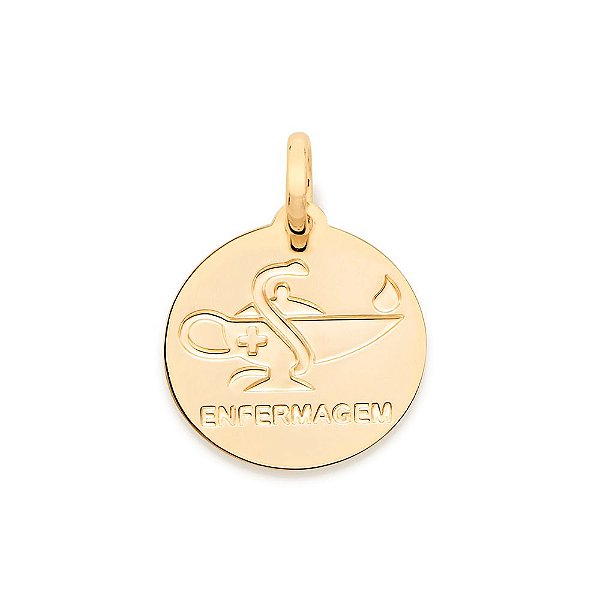 Pingente Rommanel Medalha Formado Por Símbolo Profissão Enfermagem Med 2,0 Cm X 1,5 Cm
