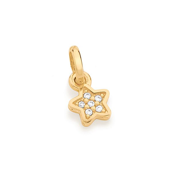 Pingente Rommanel No Formato Estrela, Cravejado Por 6 Zircônias De 1,0 Mm Med 1,2 Cm X 0,60 Cm