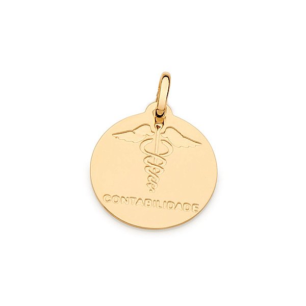 Pingente Rommanel Medalha Formado Por Símbolo Profissão ContabilidadeMed 2,0 Cm X 1,5 Cm