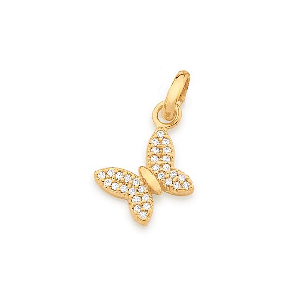 Pingente Rommanel No Formato De Borboleta, Cravejado Por 30 Zircônias De 0,80 Mm Med 1,3 Cm X 0,90 Cm(Joia Licenciada Co