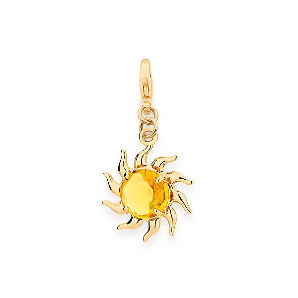 Berloque Rommanel Formato Sol Cravejado Por 1 Cristal De 8,0 Mm, Com Fecho Lagosta De 1,1 Cm.Med 3,2 Cm X 1,6 Cm(Joia Li