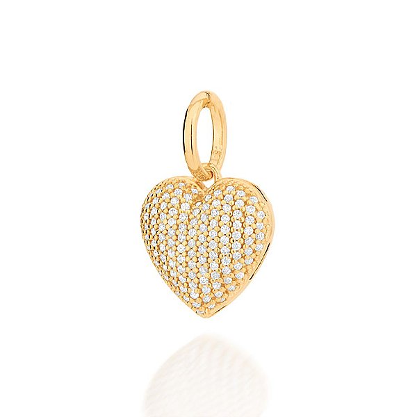 Pingente Rommanel No Formato De Coração Cravejado Por 260 Zircônias De 1,0 Mm Med 2,5 Cm X 1,6 Cm