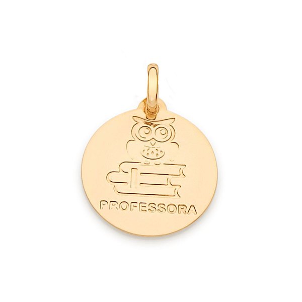 Pingente Rommanel Medalha Formado Por Símbolo Profissão Professora Med 2,0 Cm X 1,5 Cm