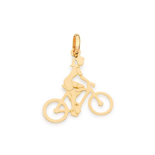 Pingente Rommanel Profissão Ciclista, Formado Por Mulher Na Bicicleta Med 2,5 Cm X 1,9 Cm