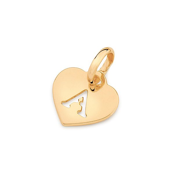 Pingente Rommanel No Formato De Coração Com Letra Vazada Ao CentroMed 1,8 Cm X 1,2 Cm