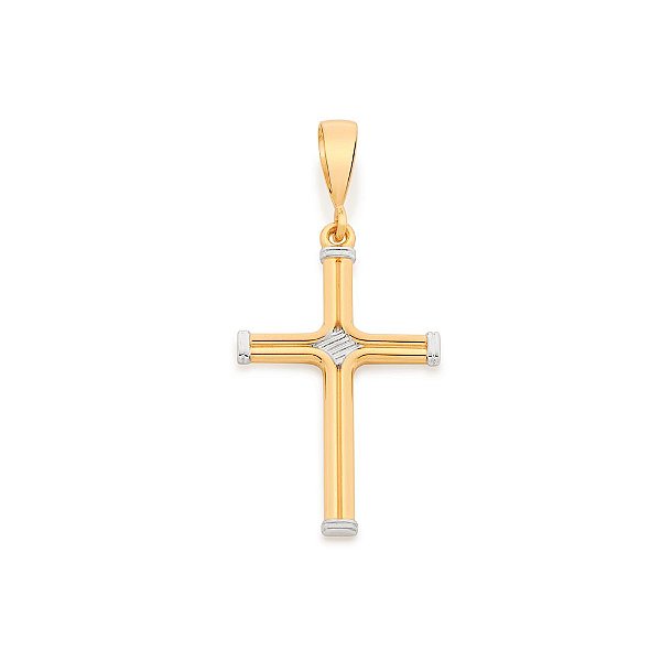 Pingente Rommanel No Formato De Cruz, Com Aplicação De RhodiumMed 4,3 Cm X 1,9 Cm