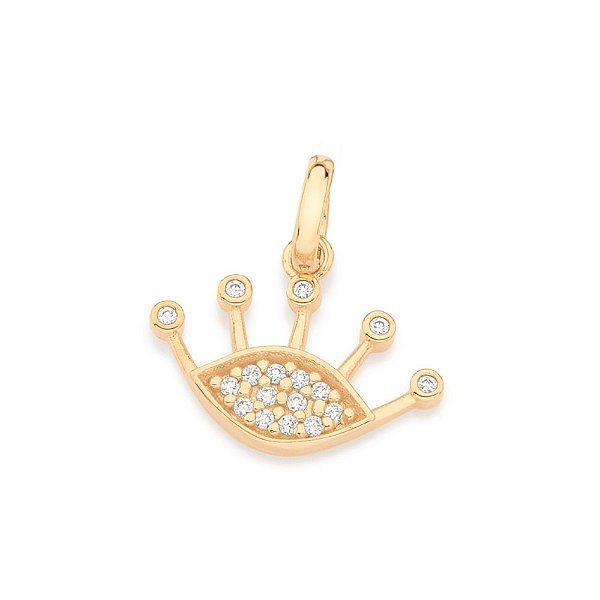 Pingente Rommanel Formato Olho Grego Cravejado Por 17 Zircônias De 1,0 Mm Med 1,5 Cm X 1,4 Cm(Joia Licenciada Coleção Gi