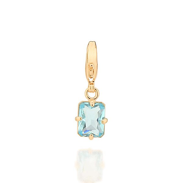 Berloque Rommanel Composto Por Cristal Retangular De 6X8 Mm, Com Fecho Lagosta De 1,1 Cm.Med 2,3 Cm X 0,70 Cm(Joia Licen