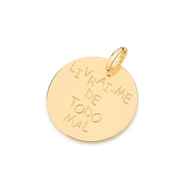 Pingente Rommanel Medalha Escrito Livrai-Me De Todo Mal Med 2,6 Cm X 2,20 Cm(Joia Licenciada Coleção Giovanna Antonelli)