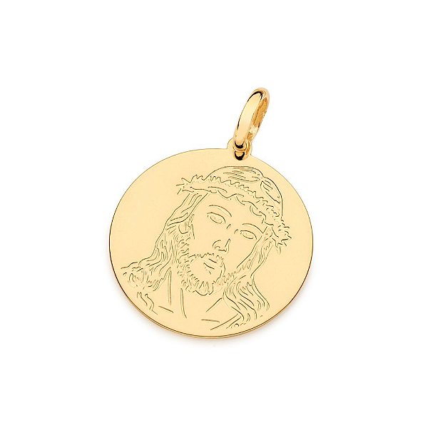 Pingente Rommanel Medalha Composto Por Imagem De Jesus Na Frente E Frase Ele É O Meu Deus, O Meu Refúgio A Minha Fortale