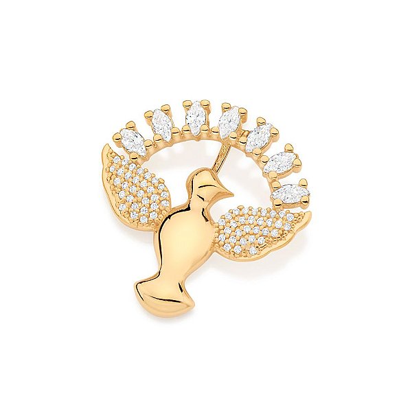 Pingente Rommanel Formato Espírito Santo Cravejado Por 60 Zircônias De 0,80 Mm E 7 Zircônias Navetes De 2X4 Mm Med 2,4 C
