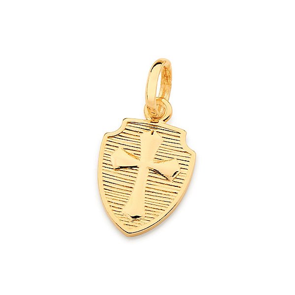 Pingente Rommanel Formato Escudo Composto Por Cruz Ao Centro Med 2,4 Cm X 1,2 Cm