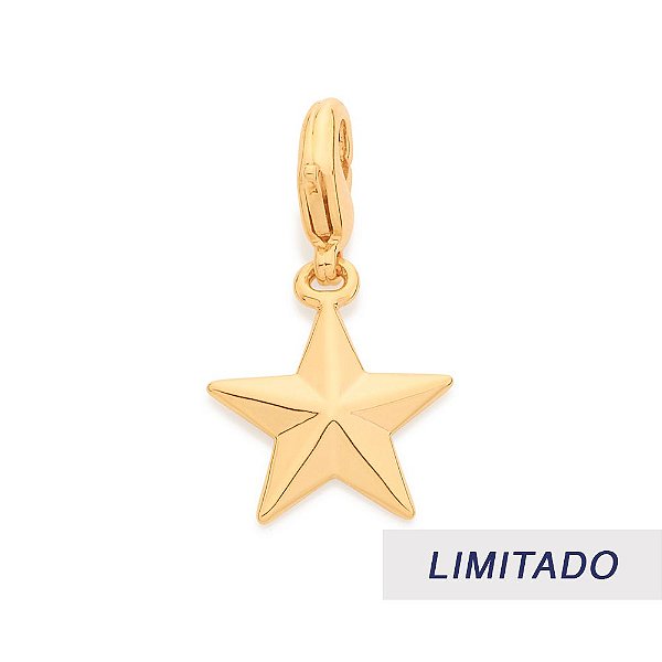 Berloque Rommanel Formato De Estrela Com Fecho Lagosta De 0,90 Cm Med 2,2 Cm X 1,3 Cm (Joia Licenciada Coleção Giovanna