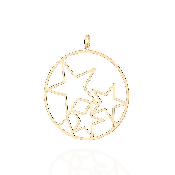 Maxi Pingente Rommanel Redondo Composto Por Estrelas Vazadas Ao Centro,Med 5,5 Cm X 4,8 Cm (Joia Licenciada Coleção Giov