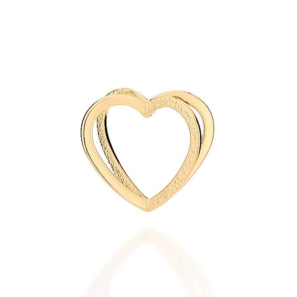 Pingente Rommanel Formato Coração Duplo Curvado, Formado Por Metade Liso E Metade Diamantado,Med 1,6 Cm X 1,7 Cm