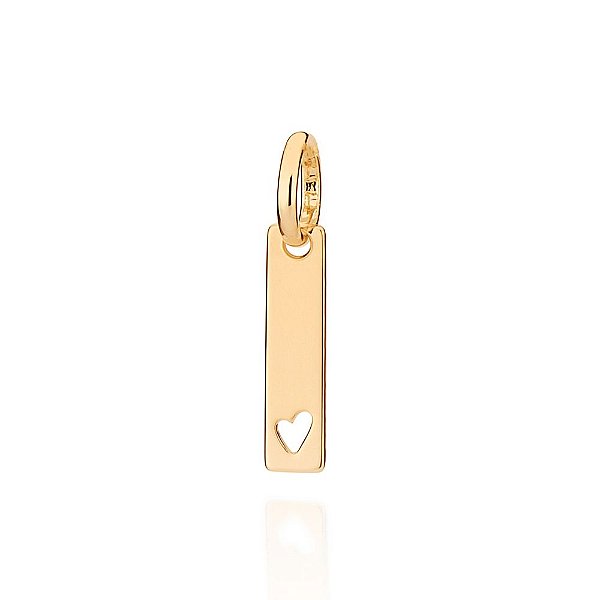 Pingente Retangular Composto Por Coração Vazado Na Ponta,Med 2,1 Cm X 0,4 Cm