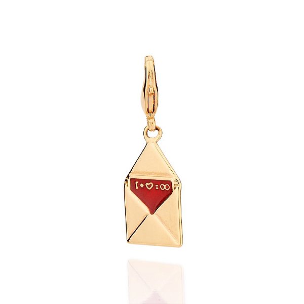 Pingente Formato Carta A Fórmula Do Amor Com Aplicação De Resina,Med 3,0 Cm X 1,0 Cm