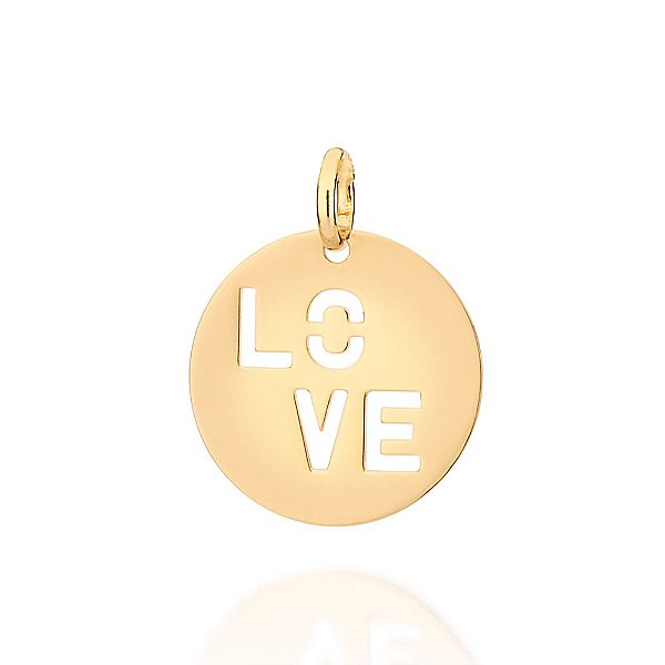 Pingente Escrito Love Com As Letras Vazadas,Med, 2,7 Cm X 2,1 Cm
