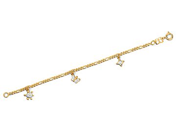 Pulseira Rommanel Infantil Formada Por Fio Alternado 3X1 Laminado Com Berloques De Borboleta, Tartaruga E Losango Com Ap