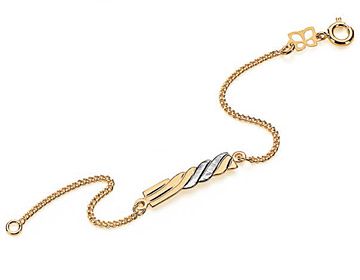 Pulseira Rommanel Infantil Com Peça Retângular Trabalhada Com Aplicação De Rhodium  Med 14 Cm
