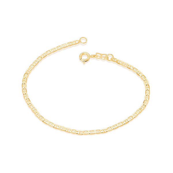 Pulseira Rommanel Formada Por Fio Elo Longo Diamantado Com Pino No Centro Diamantado Med 18/19 Cm