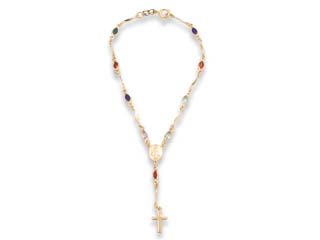 Pulseira Rommanel Rosário Com Cristais Coloridos  Med 18 Cm