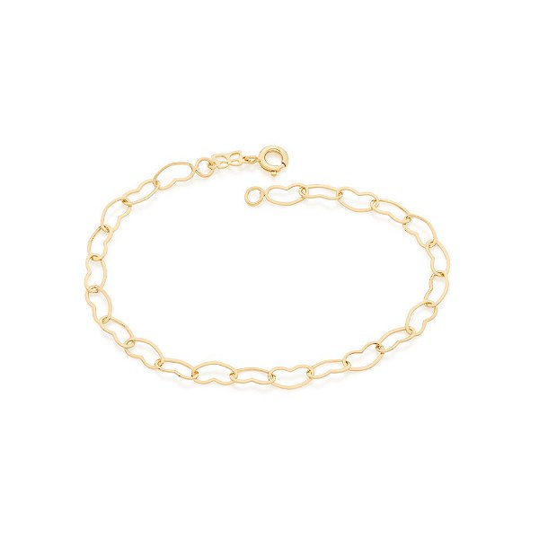Pulseira Rommanel Formada Por Corações Vazados   ( Med 0,9 X 0,5 Cada Coração) Med 19 Cm