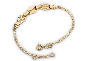 Pulseira Rommanel Formada Por Fio E No Centro Três Peças Losangos Com Detalhes, Med  19 Cm,Ajustável 17 Cm