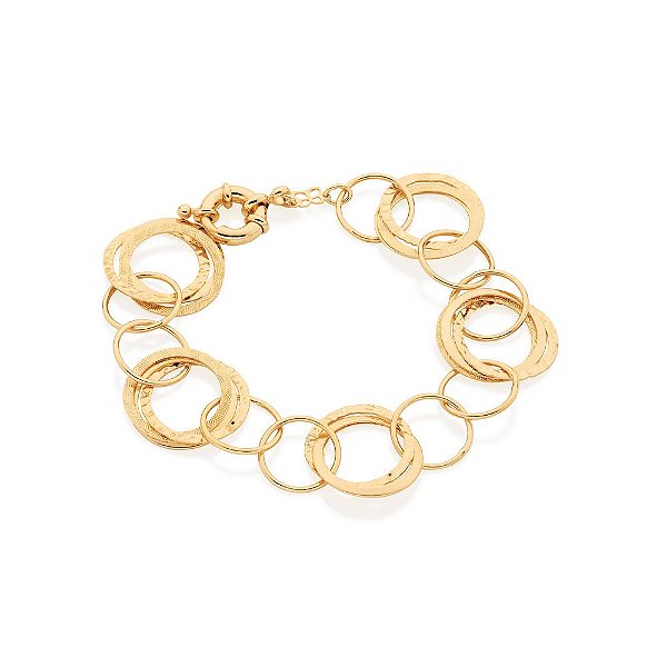 Pulseira Rommanel Formada Por Círculos Vazados Com Detalhes Diferentes, Med 22 Cm