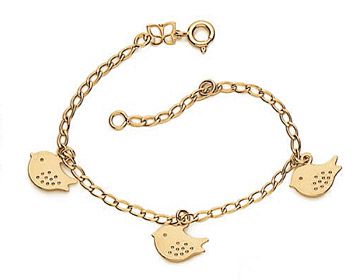 Pulseira Rommanel Infantil Com Berloques De Pássaros  Med 16 Cm Ajustável A 14 Cm