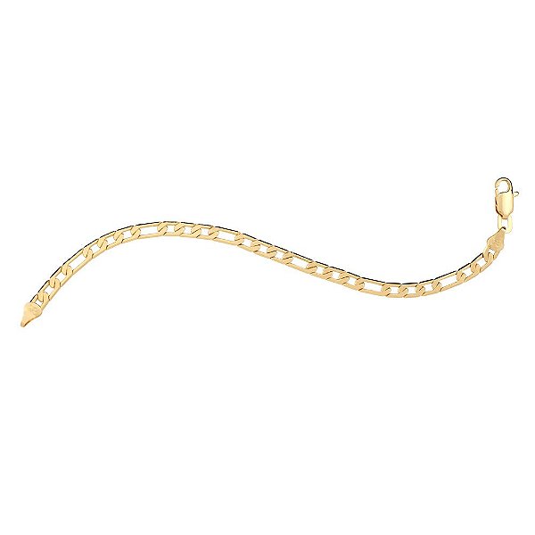 Pulseira Rommanel Formada Por Fio 3X1 Diamantado De Elos Lisos Batidos Alternados Med 19/20/21 Cm