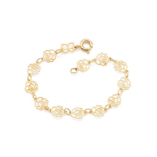 Pulseira Rommanel Infantil Formada Por Rosas Vazadas  Med 14 Cm